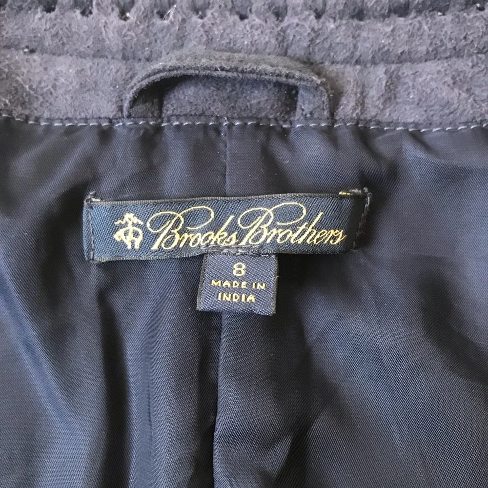 Brooks Brothers Navy Leather Blazer